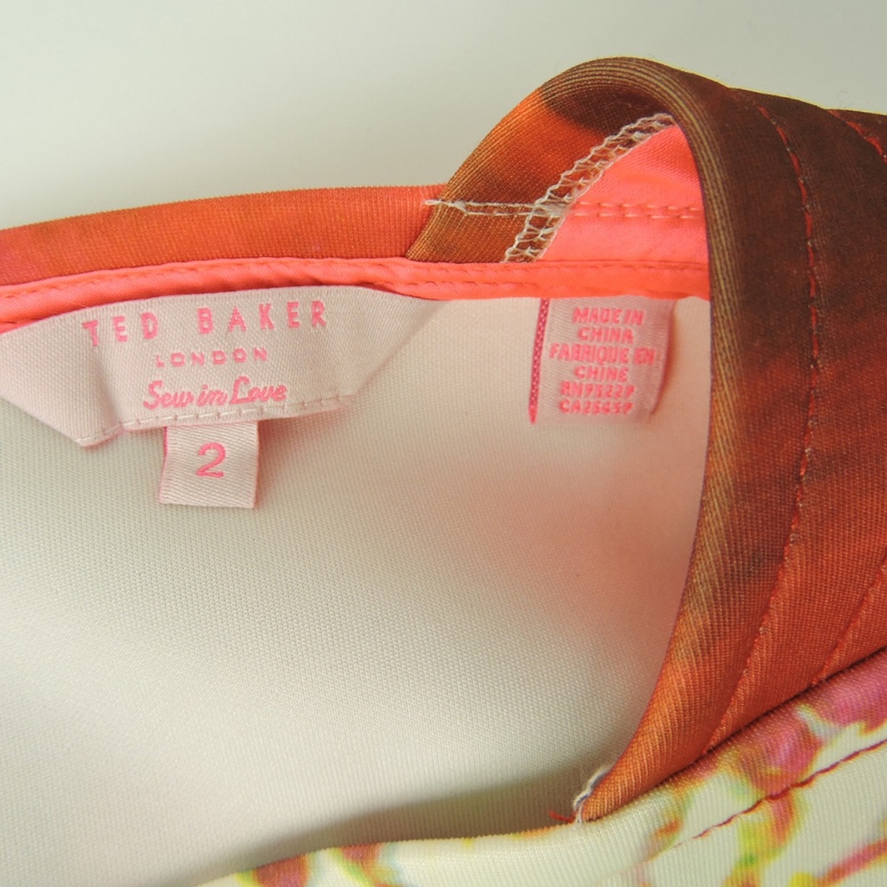 Ted Baker Dress Rose On Canvas Skater Neoprene Spring Summer Floral - Picture 6 of 6
